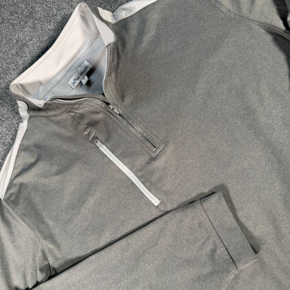 Peter Millar Crown Sport Mens XL Gray Quarter Zip Pullover MA21EK42 Iron #4236